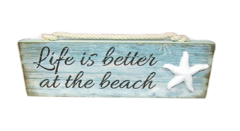 Relax By the Beach Welcome Life is Better Painted Wood Block Signs Set of 4