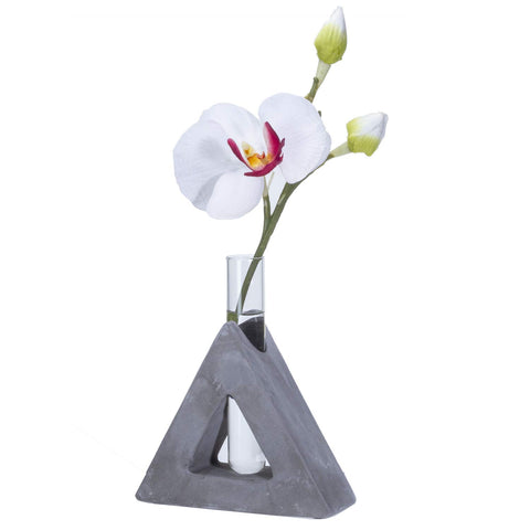 Frank Lloyd Wright Design Inspired Polished Concrete Organic Element Basic Shape Glass Vase Tube Flower Bud Vase Home Decorative Accent Wedding Centerpiece Hotel Office Home Decor (Large Square)