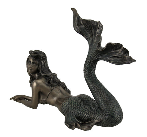 Veronese Design 7 5/8" Tall Mermaid Lying Down Statue Nautical Sculpture Figurine