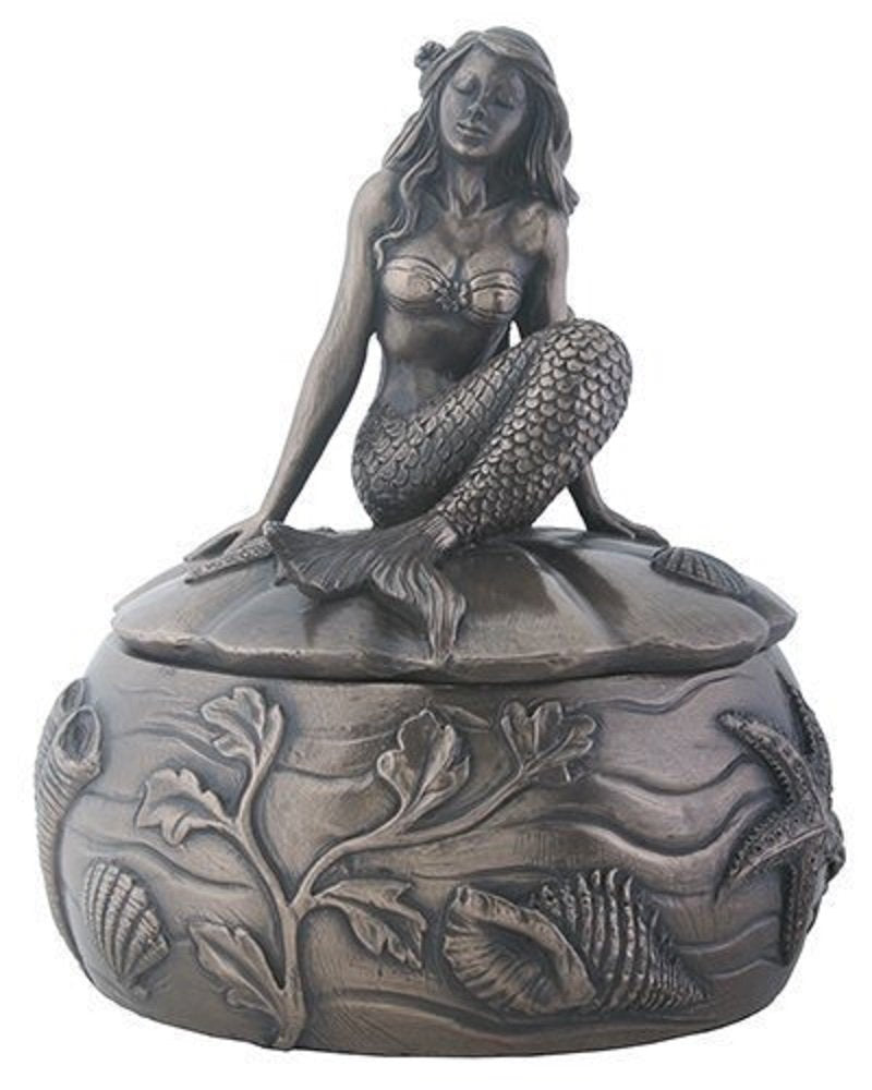YTC Antique Bronze Mermaid Adella Embellished Trinket and Jewelry Box