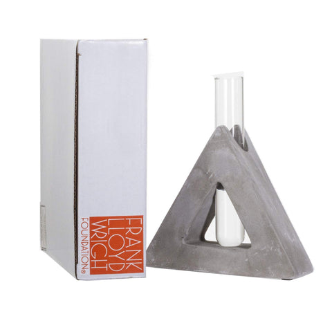 Frank Lloyd Wright Design Inspired Polished Concrete Organic Element Basic Shape Glass Vase Tube Flower Bud Vase Home Decorative Accent Wedding Centerpiece Hotel Office Home Decor (Large Square)