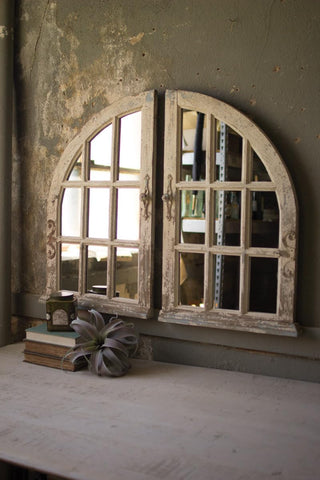 SET OF TWO ARCHED WINDOW MIRRORS