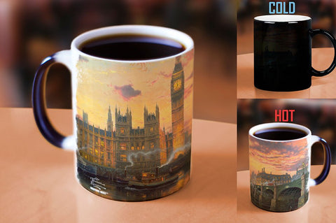 Morphing Mugs Thomas Kinkade - London - England United Kingdom - One 11 oz Color Changing Heat Sensitive Ceramic Mug – Image Revealed When HOT Liquid Is Added!