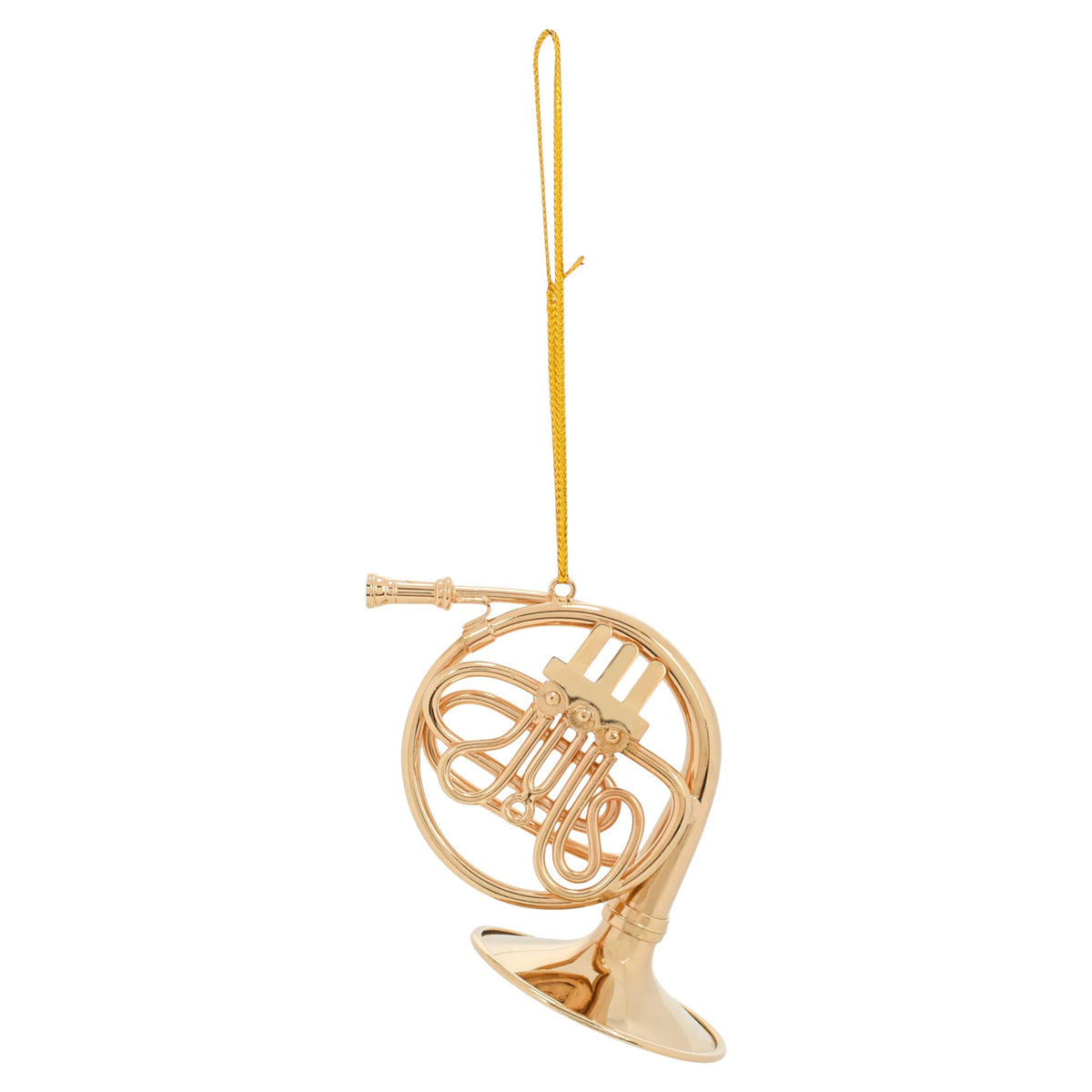 Broadway Gifts Co Polished Gold Tone French Horn Instrument 5 inch Brass Hanging Ornament