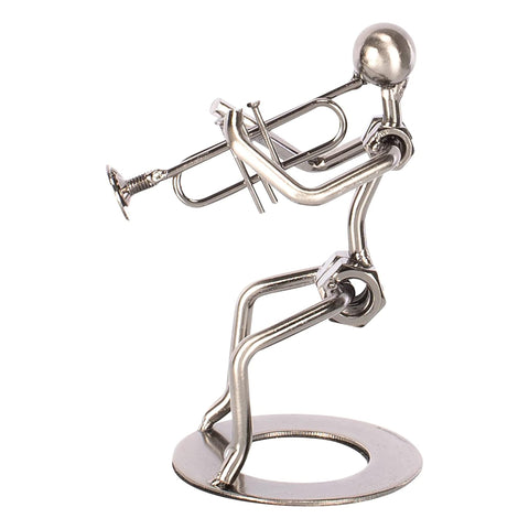 Broadway Gift Trumpet Player Silver Tone 6 inch Table Metal Decorative Musician Tabletop Figurine