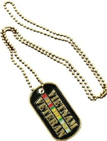 United States Armed Forces Vietnam WAR Vet Veteran Ribbon Logo Symbols - All Metal Military Dog Tag Luggage Tag Key Chain Metal Chain Necklace