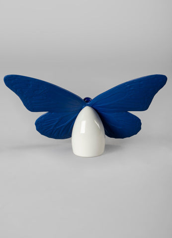 LLADRÓ Butterfly Figurine. Golden Luster & Blue. Porcelain Butterfly Figure.