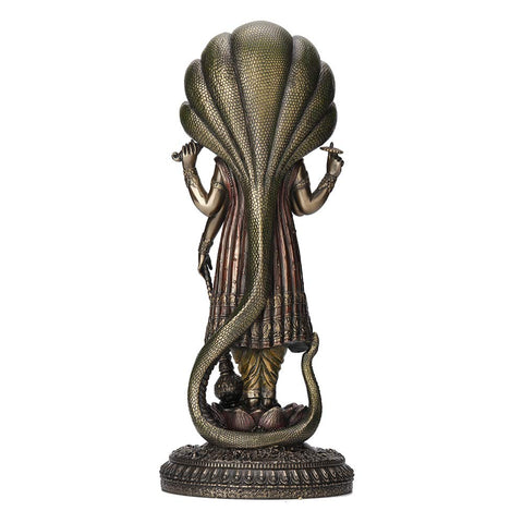 Veronese Design 12.5 Inch Hindu God Shesha Vishnu Antique Bronze Finish Hand Painted Figurine Statue