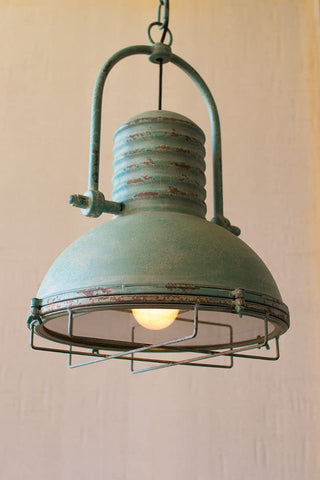 KALALOU CLA1098 Antique Turquoise Pendant Light, One Size, Green