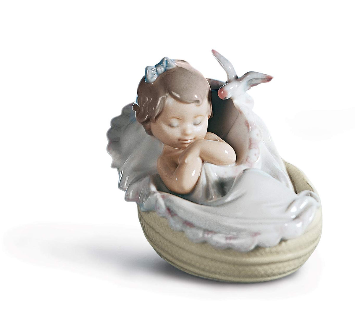 LLADRÓ Comforting Dreams Girl Figurine. Porcelain Baby Figure.