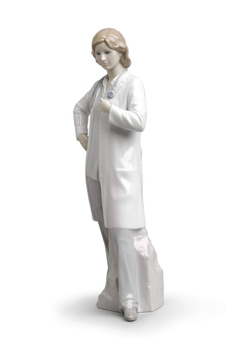 LLADRÓ Female Doctor Figurine. Porcelain Doctor Figure.