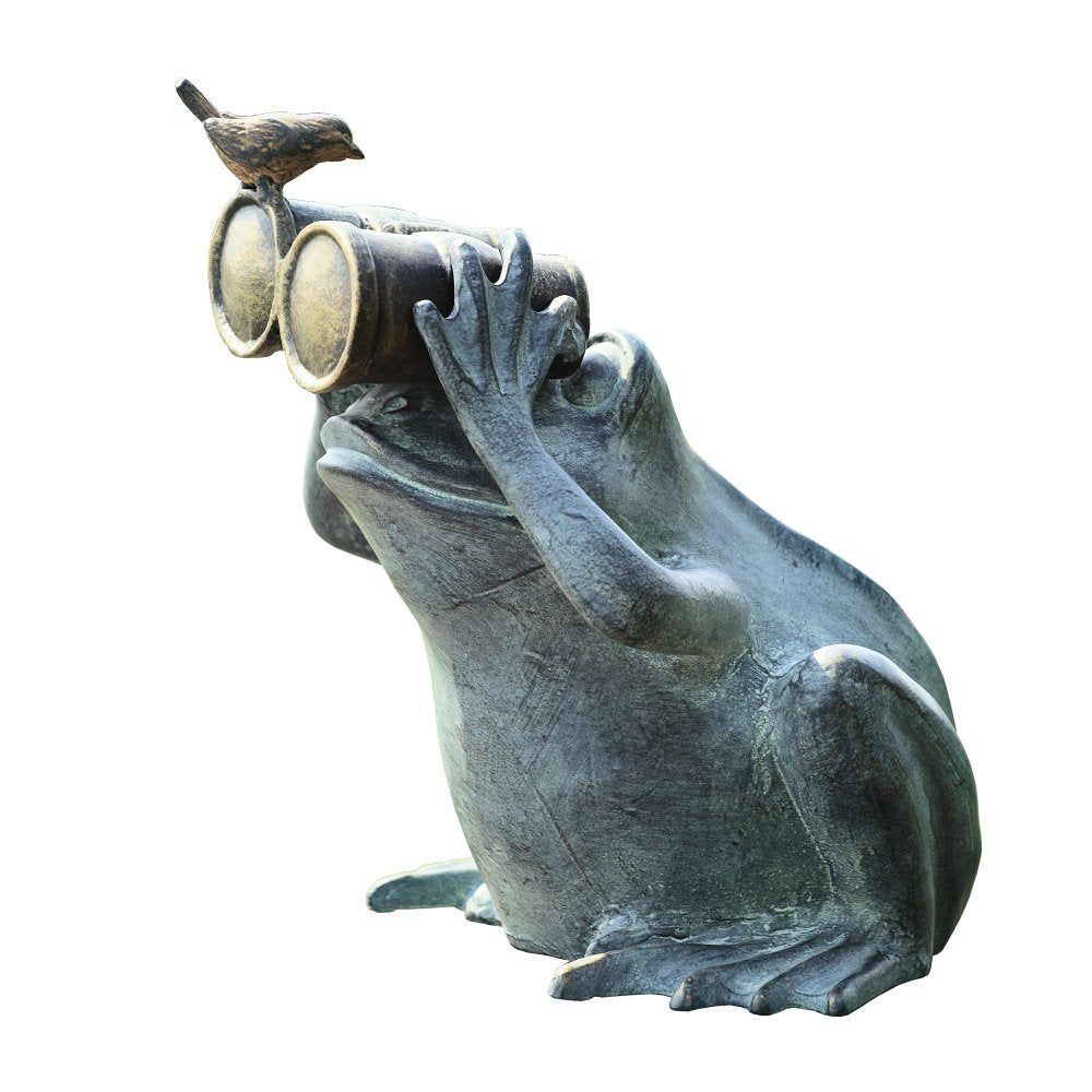 SPI Home 33758 Frog Spectator with Bird Statue