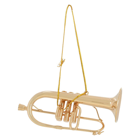 Broadway Gifts Co Polished Gold Tone Flugelhorn Instrument 3.5 inch Brass Hanging Ornament