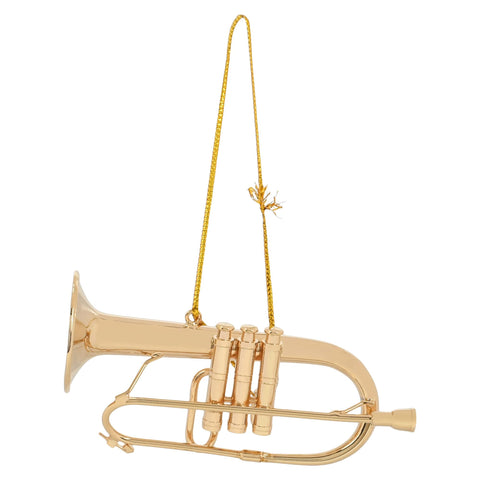 Broadway Gifts Co Polished Gold Tone Flugelhorn Instrument 3.5 inch Brass Hanging Ornament