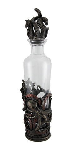 Resin And Glass Liquor Decanters High Seas Spirit Nautical Steampunk Octopus Glass Spirit Decanter 3.75 X 16 X 3.75 Inches Bronze