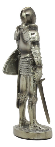 Ebros Gift Medieval Suit of Armor Valiant Swordsman Brave Lionheart Knight Coat of Arms Figurine 7" H