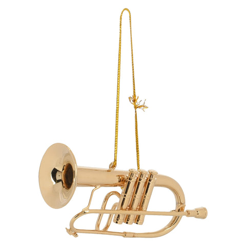 Broadway Gifts Co Polished Gold Tone Flugelhorn Instrument 3.5 inch Brass Hanging Ornament