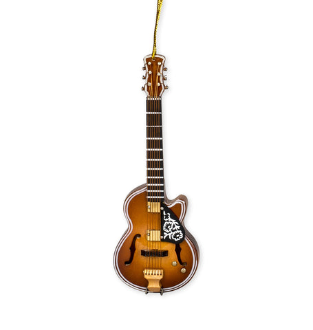 Broadway Gifts 5.1 Inch Brown Wood F-Hole Guitar with Cutaway Ornament Decoration