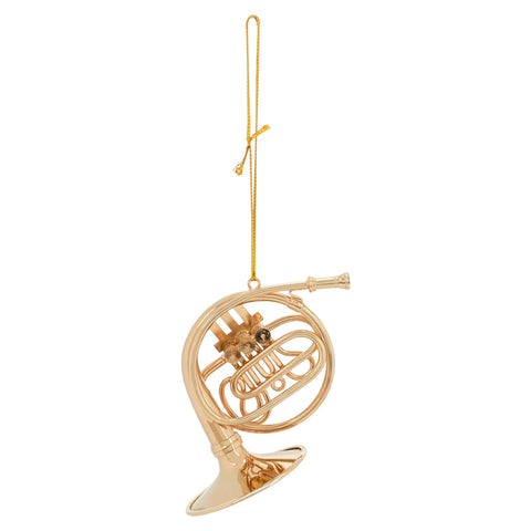 Broadway Gifts Co Polished Gold Tone French Horn Instrument 5 inch Brass Hanging Ornament