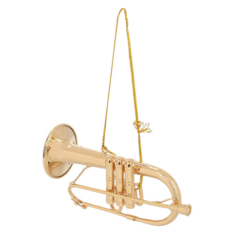 Broadway Gifts Co Polished Gold Tone Flugelhorn Instrument 3.5 inch Brass Hanging Ornament