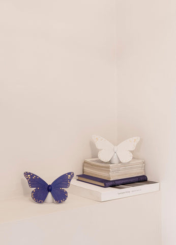 LLADRÓ Butterfly Figurine. Golden Luster & Blue. Porcelain Butterfly Figure.