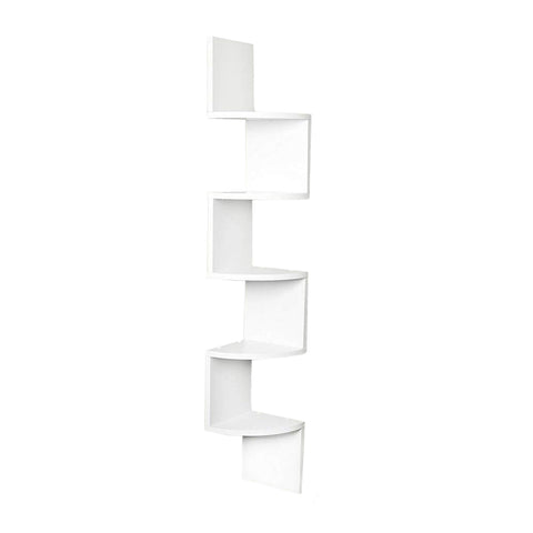 Danya B XF11035BH Large Decorative 5-Tier Corner Floating Wall Mount Display Shelving Unit - Beech Veneer