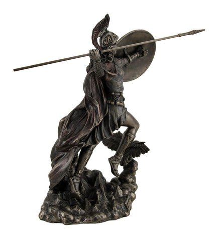 Veronese Design 10 1/4" Tall Greek Goddess of Wisdom Athena Javelin Throw Cold Cast Resin Statue Antique Bronze Finish Sculpture