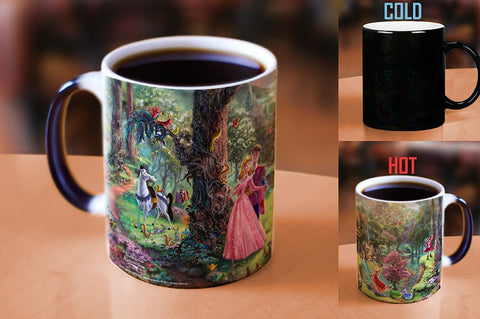 Morphing Mugs Disney - Sleeping Beauty - Dancing in the Forest - Thomas Kinkade - One 11 oz Color Changing Heat Sensitive Ceramic Mug – Image Revealed When HOT Liquid Is Added!