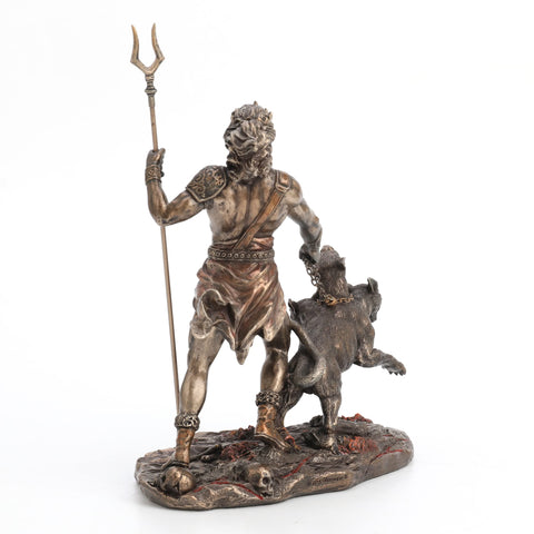 Veronese Design 9" Tall Hades Greek God of The Underworld with Cerberus Resin Statue Bronze Finish