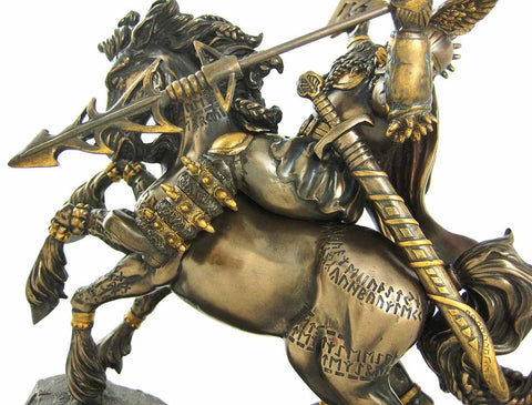 Norse God Odin Bronze Finish Statue Pagan Viking