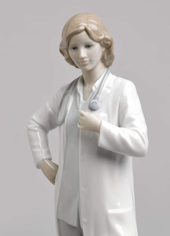 LLADRÓ Female Doctor Figurine. Porcelain Doctor Figure.