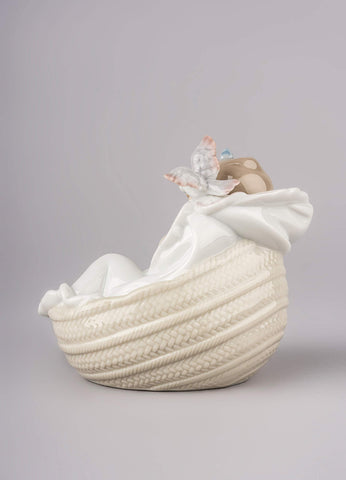 LLADRÓ Comforting Dreams Girl Figurine. Porcelain Baby Figure.