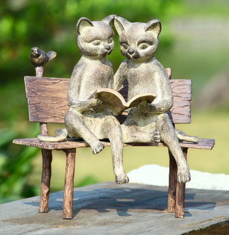 SPI Home 33675 Reading Cats on Bench Garden Stake