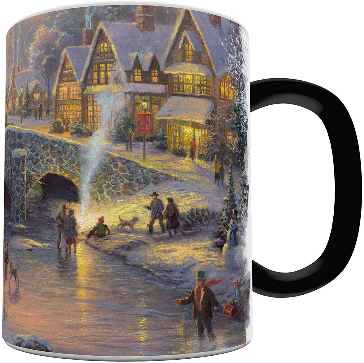 Morphing Mugs Thomas Kinkade - Spirit of Christmas - One 11 oz Color Changing Heat Sensitive Ceramic Mug – Image Revealed When HOT Liquid Is Added!