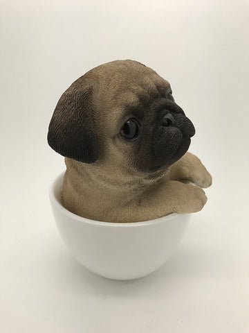Pacific Giftware Adorable Teacup Pet Pals Puppy Collectible Figurine 5.75 Inches (Pug)