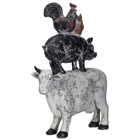 Pacific Giftware American Art Animal Farm Barnyard Stacked Animal Resin Figurine Statue (Cow/Pig/Chicken)