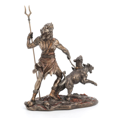 Veronese Design 9" Tall Hades Greek God of The Underworld with Cerberus Resin Statue Bronze Finish