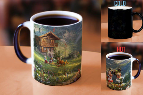 Morphing Mugs Disney - Mickey and Minnie Mouse - Swiss Alps - Thomas Kinkade - One 11 oz Color Changing Heat Sensitive Ceramic Mug – Image Revealed When HOT Liquid Is Added!