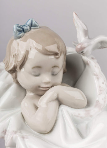 LLADRÓ Comforting Dreams Girl Figurine. Porcelain Baby Figure.