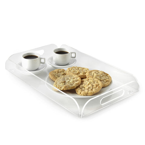 Huang Acrylic Clear Rectangle Serving Food Tray, Appetizer Tray for Parties, Holidays, Family Dinner, 10x16 inches