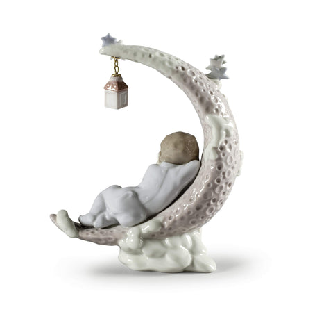 LLADRÓ Heavenly Slumber Boy Figurine. Porcelain Baby Figure.