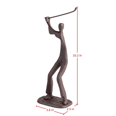 Danya B. Golfer Cast Iron Sculpture | Contemporary Metal Art | Golf Lover Gift Idea | Golf Figurine | Trophy for Golf Tournaments - Brown