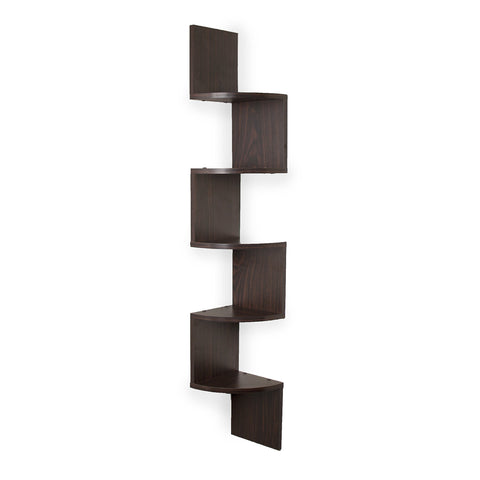 Danya B XF11035BH Large Decorative 5-Tier Corner Floating Wall Mount Display Shelving Unit - Beech Veneer