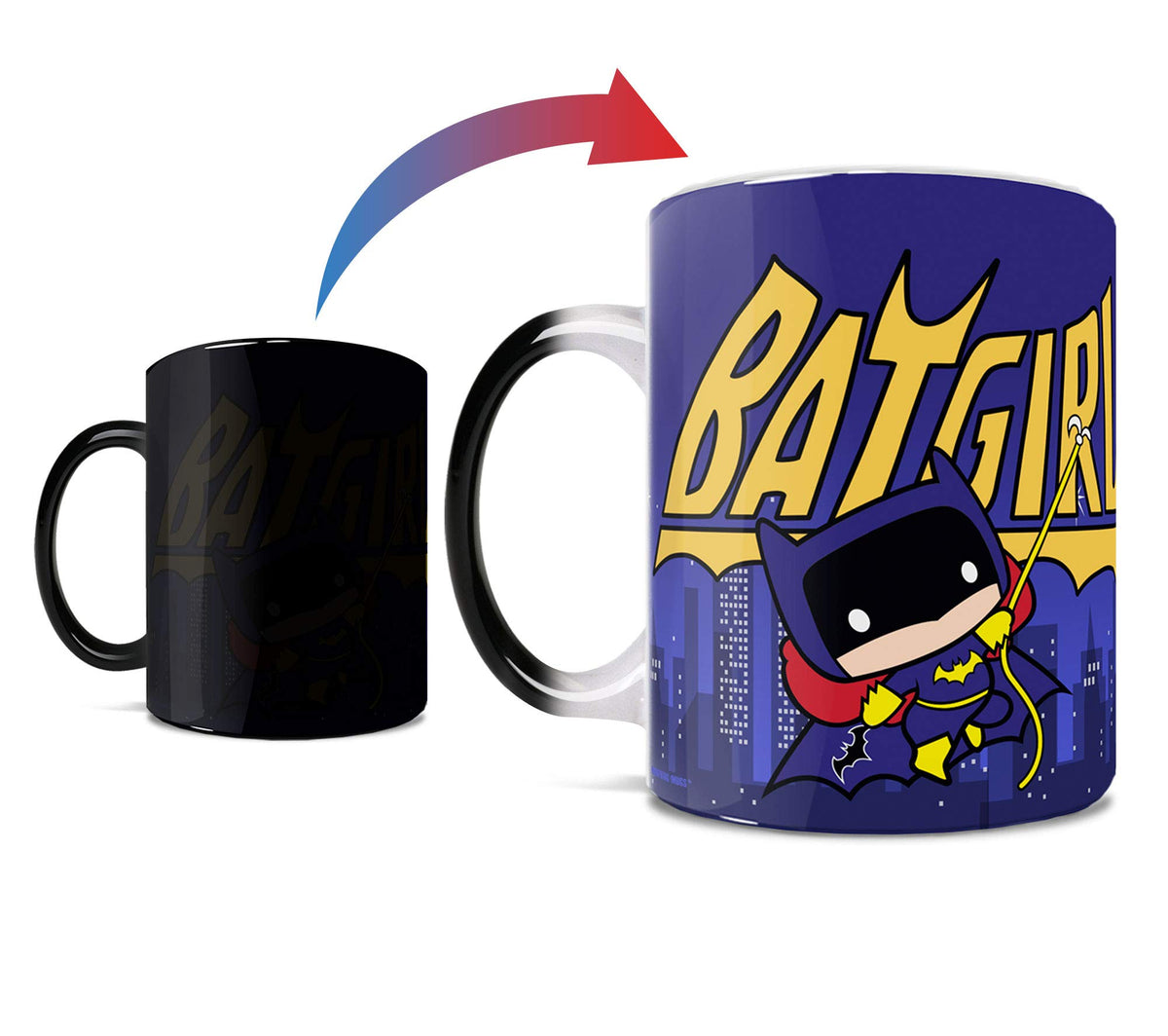 Morphing Mugs DC Comics - Batwoman - Chibi Cartoon - Justice League - 11 oz Heat Sensitive Mug – Ceramic Color Changing Coffee Tea Mug