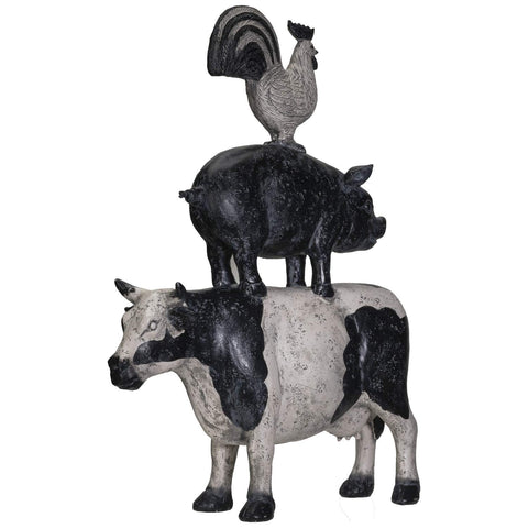 Pacific Giftware American Art Animal Farm Barnyard Stacked Animal Resin Figurine Statue (Cow/Pig/Chicken)