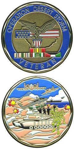 United States Military US Armed Forces Operation Desert Storm Veteran - Good Luck Double Sided Collectible Challenge Pewter Coin by Eagle Crest