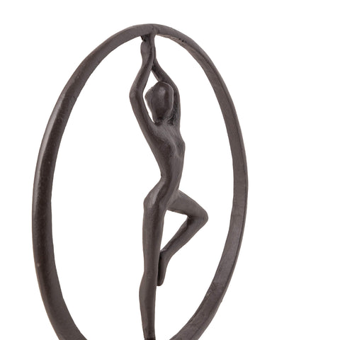 Danya B. Yoga Tree Circle Cast Iron Sculpture Modern Art Shelf Décor and Gift for Yoga and Meditation Lovers for Home Office, Yoga Studio or Home Decoration Statement Piece