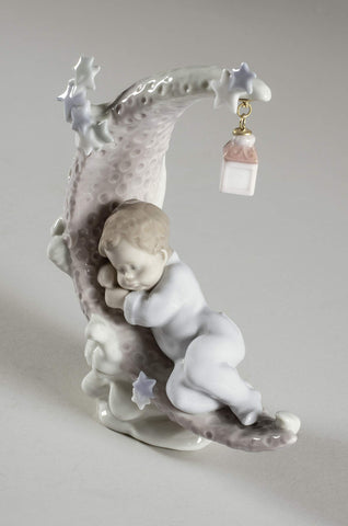 LLADRÓ Heavenly Slumber Boy Figurine. Porcelain Baby Figure.