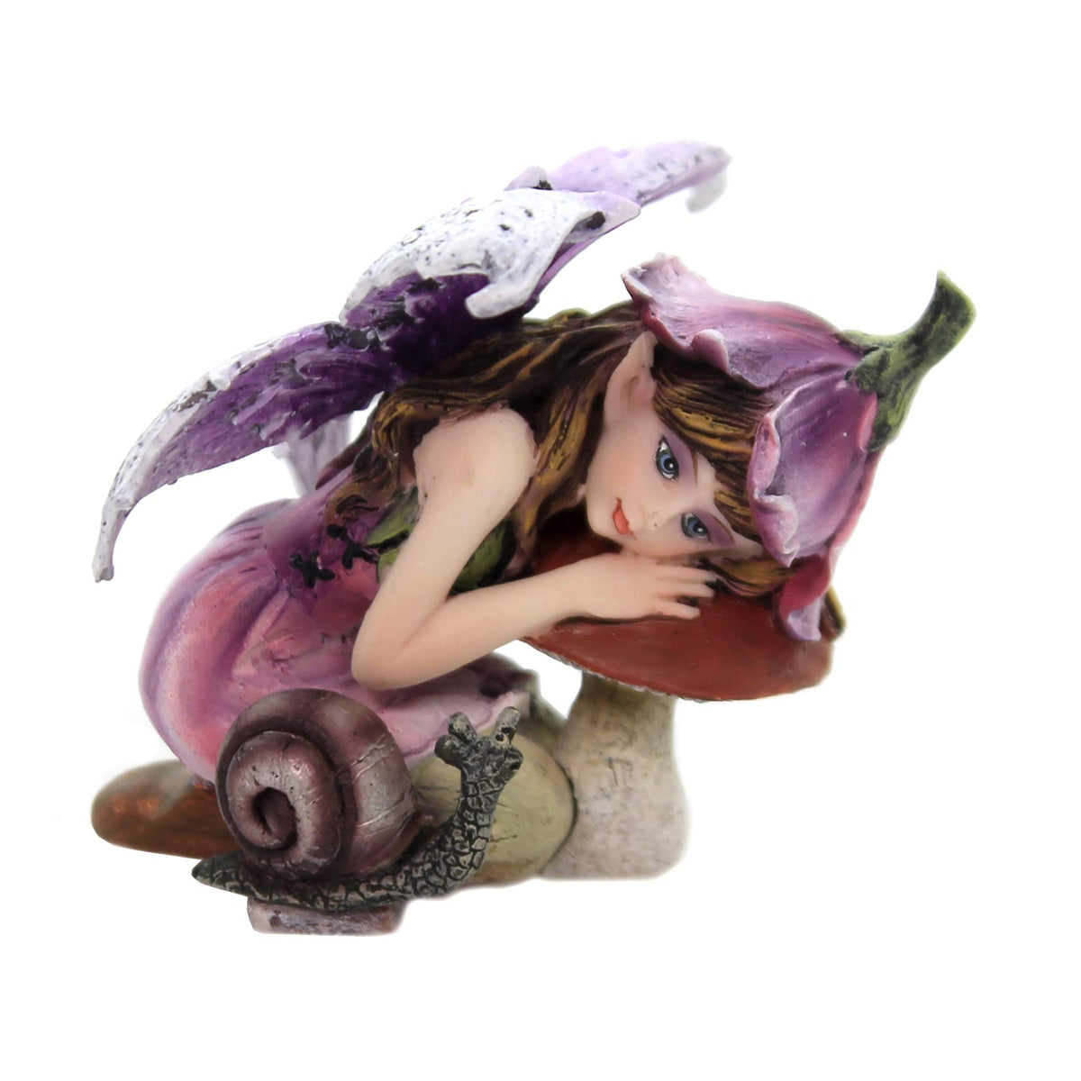 Pacific Giftware Fairy Garden Flower Fairy with Toadstool and Snail Decorative Mini Garden of Enchantment Figurine 3 Inch
