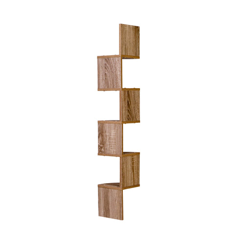 Danya B XF11035BH Large Decorative 5-Tier Corner Floating Wall Mount Display Shelving Unit - Beech Veneer